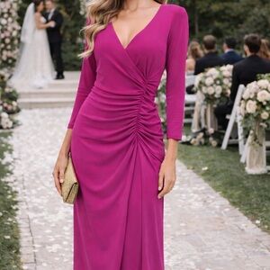 Maggy London Fuchsia Long Sleeve Dress Size 4